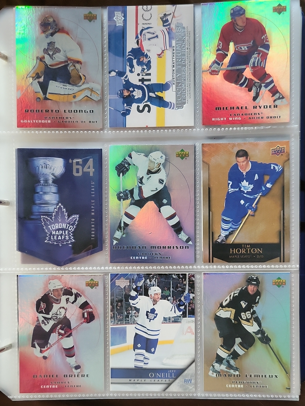 Hockey Card Collection Page - Upper Deck Inserts